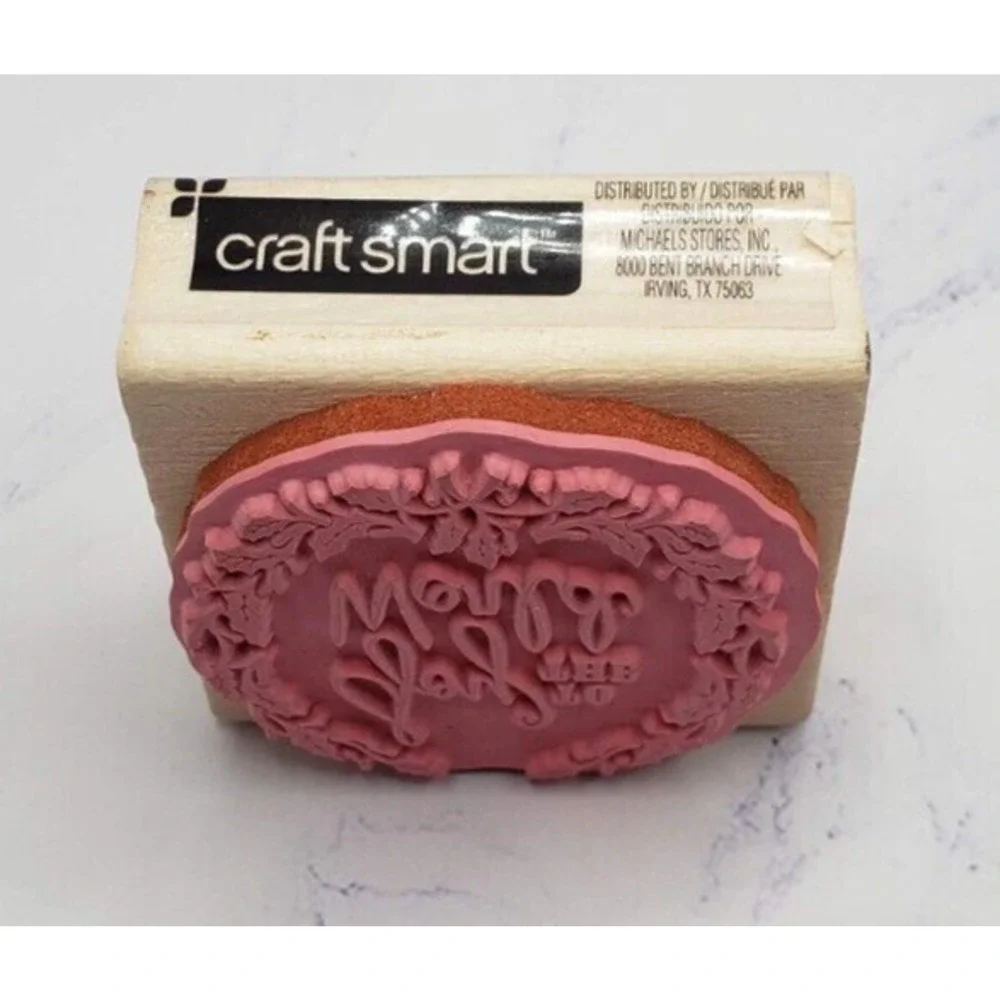 Craft Smart Christmas Holidays Joy To The World Holly Wreath Rubber Stamp